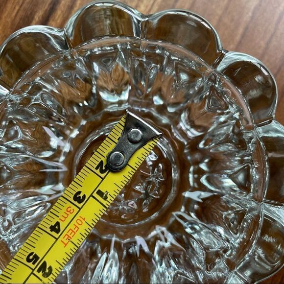 Vintage Heavy Glass  Flower Tapered Candle Holder - Picture 6 of 6